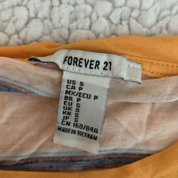 Yellow t shirt with stripes from Forever 21, size small - Picture 2 of 2